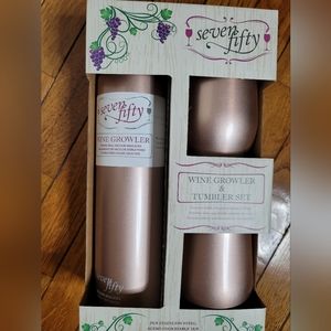 Seven fifty wine growler and tumbler set rose gold NEW